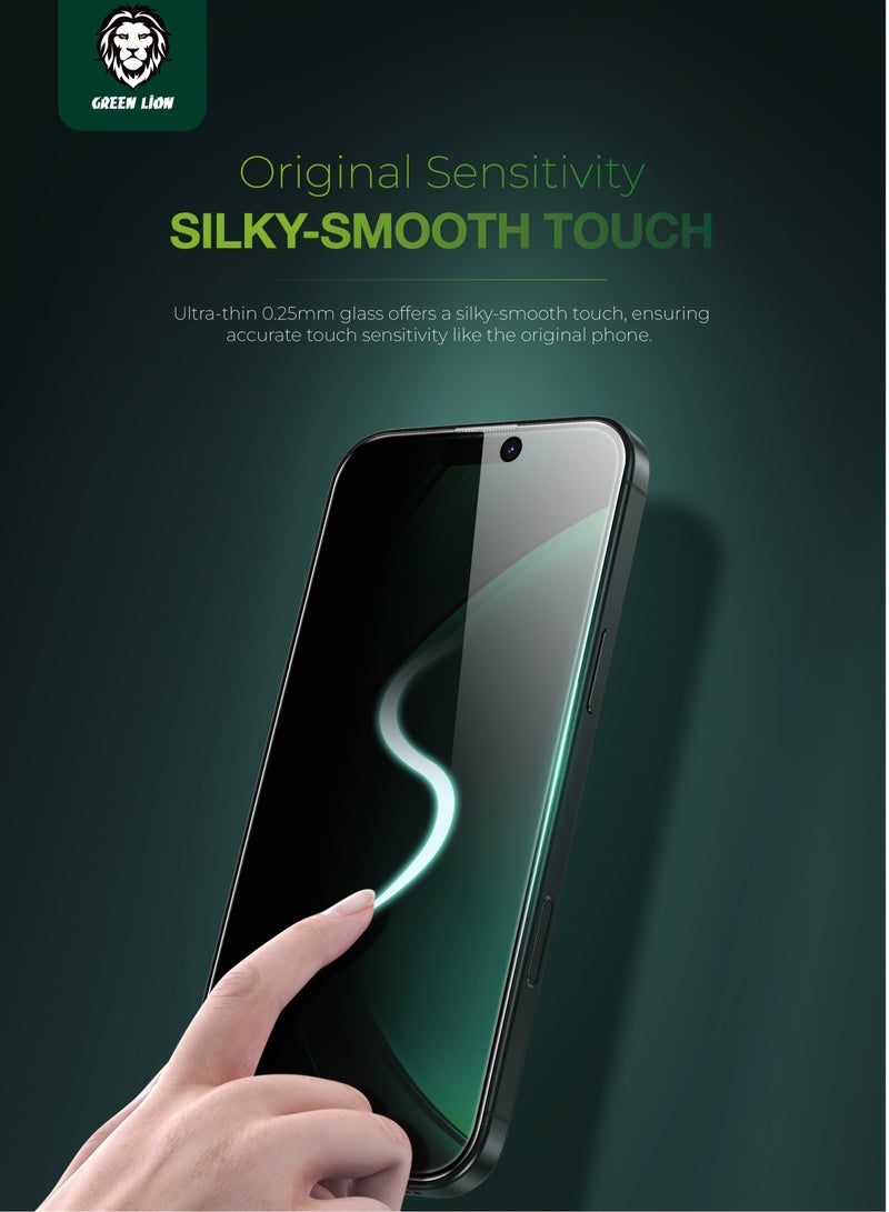 GREEN LION iPhone 16 Plus Screen Protector Diego Pet Privacy Full Curved Glass / Anti Peeping / Anti Fingerprint / Anti Scratch / Anti Shatter Soft Edge / Grease Resistance / Highly Responsive - Black Edge/Privacy - Image 5