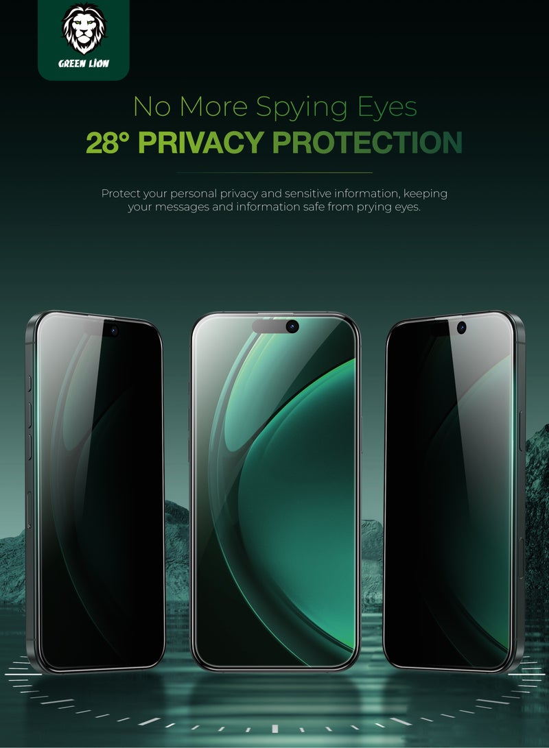 GREEN LION iPhone 16 Plus Screen Protector Diego Pet Privacy Full Curved Glass / Anti Peeping / Anti Fingerprint / Anti Scratch / Anti Shatter Soft Edge / Grease Resistance / Highly Responsive - Black Edge/Privacy - Image 4