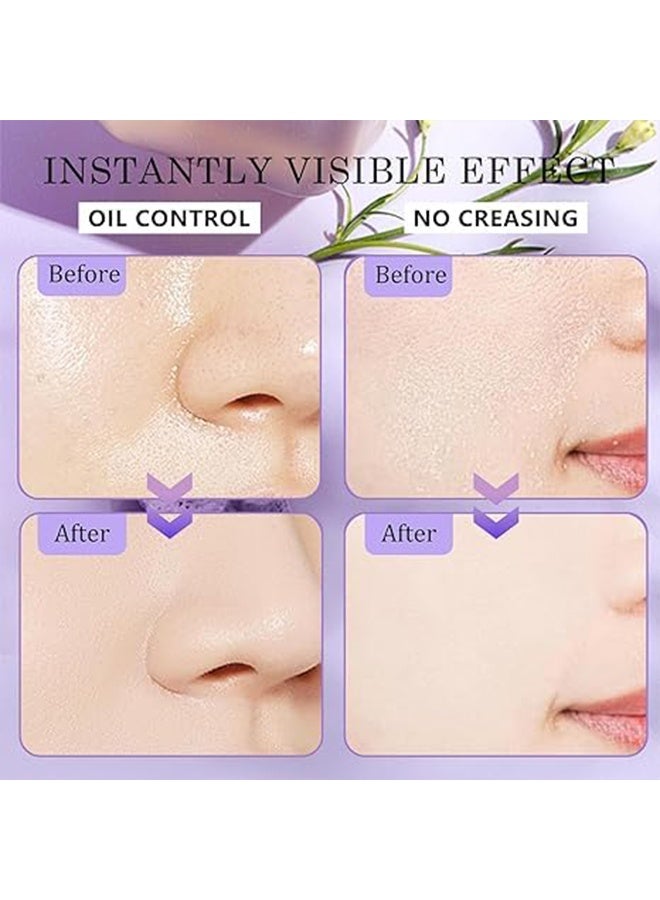 TVLV Lavender Matte Powder, Purple Setting Cream, Waterproof Long-Lasting Makeup with Soft Focus Concealer, Brightening Effect, Includes Powder Puff - Image 4