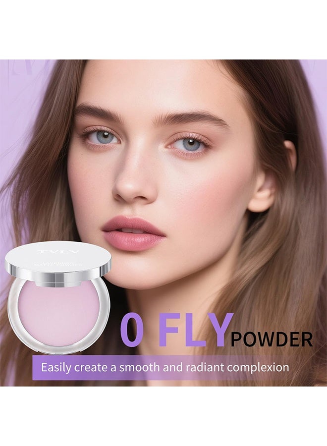 TVLV Lavender Matte Powder, Purple Setting Cream, Waterproof Long-Lasting Makeup with Soft Focus Concealer, Brightening Effect, Includes Powder Puff - Image 2