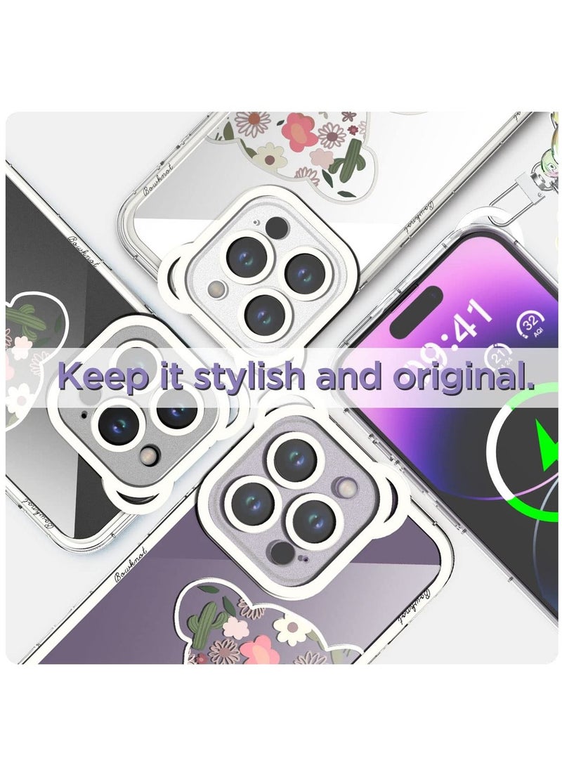 SYOSI - Compatible with iPhone 14 Pro Case, Cute Flowers Bear Camera Protector Clear Case Cover with Lovely Strap Bracelet Chain Girls Women Case for iPhone 14 ProIPHONE 14 PRO CASE: Bear Floral Series iPhone - Image 1