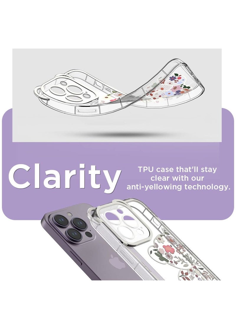 SYOSI - Compatible with iPhone 14 Pro Case, Cute Flowers Bear Camera Protector Clear Case Cover with Lovely Strap Bracelet Chain Girls Women Case for iPhone 14 ProIPHONE 14 PRO CASE: Bear Floral Series iPhone - Image 1