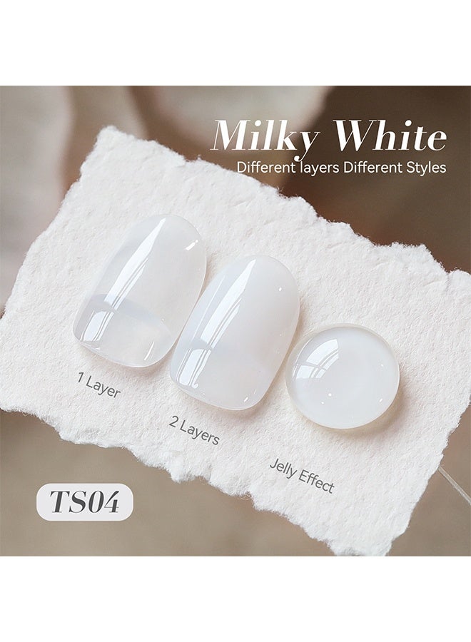 Born Pretty Gel Nail Polish,Milky White Gel Nail Polish Jelly White Sheer Translucent Neutral Gel Polish Soak Off Nail Art Gel 15ml,#04 - Image 2