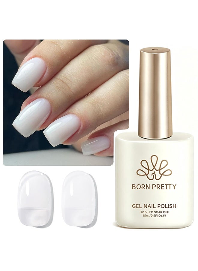 Born Pretty Gel Nail Polish,Milky White Gel Nail Polish Jelly White Sheer Translucent Neutral Gel Polish Soak Off Nail Art Gel 15ml,#04 - Image 1