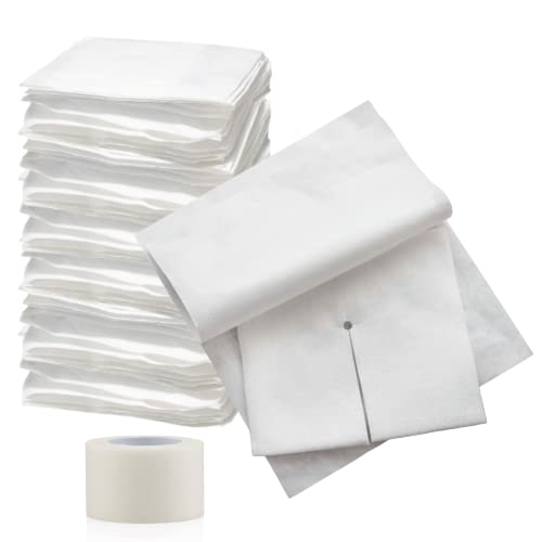 Vakly Split Drain Sponge Gauze 2x2 Sterile 6 Ply Pads [Pack of 70] Absorbent Precut 2"X2" Non-Woven Slit Bandage for I.V. Tracheostomy - 35 Packs of 2 Pre Cut Bandages + 1 Roll of Medical Tape - Image 1