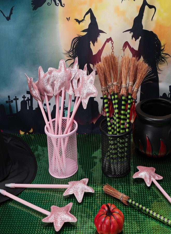 PLUVAVA 30 Pieces Princess and Witch Party Favors Including 15 PCS Witch Broom Pens 15 PCS Pink Star Ballpoints Pink and Green Party Favors for Wicked Halloween Decorations Gifts - Image 3