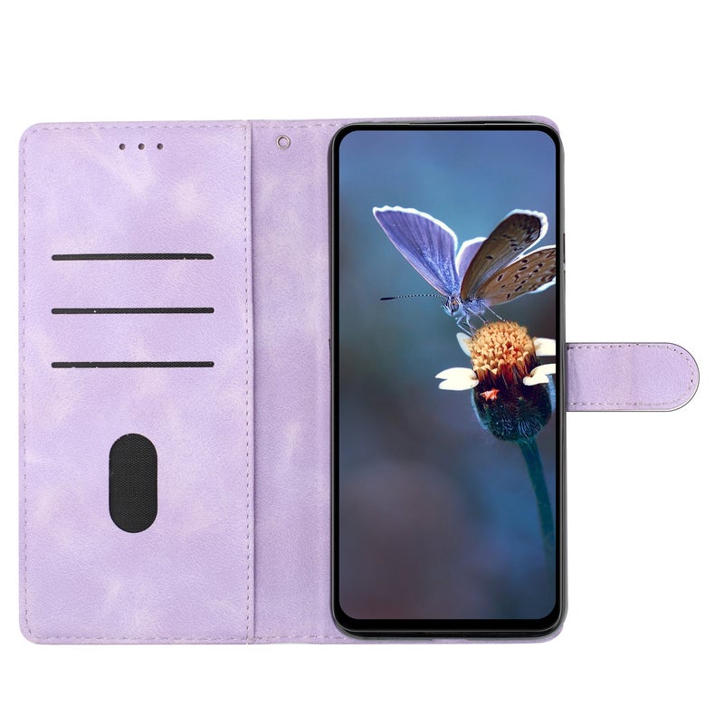 BURAQ Case Cover For Samsung Galaxy A13 5G Cherry Blossom Butterfly Skin Feel Embossed PU Phone Case(Purple) - Image 4