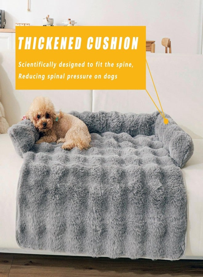 Calming Dog Bed for Couch, 29.5 x 29.5 inch, Non-Slip Rabbit-Velvet Dog Sofa Mat for Furniture Protector, Perfect for Small, Medium Dogs and Cats (Dark Gray, Medium) - Image 5