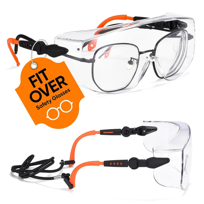 SAFEYEAR Safety Glasses For Womem Men Over Eyeglasses Anti Fog Scratch Protective EyewearAnsi Z87 Approved Safety Goggles Over Glasses