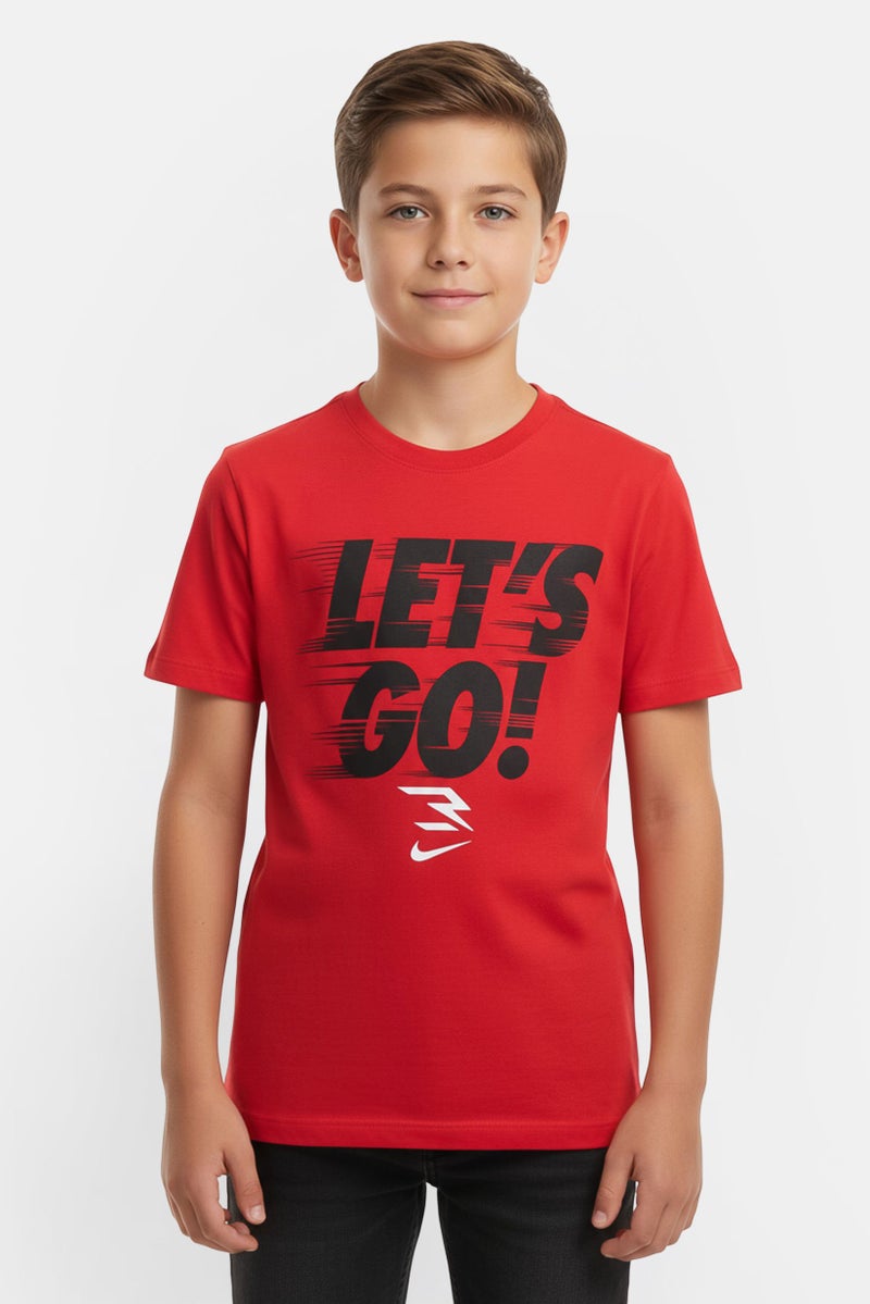 Nike 3Brand by Russell Wilson Kids Boys Brand Logo Training T-shirt, University Red - Image 1