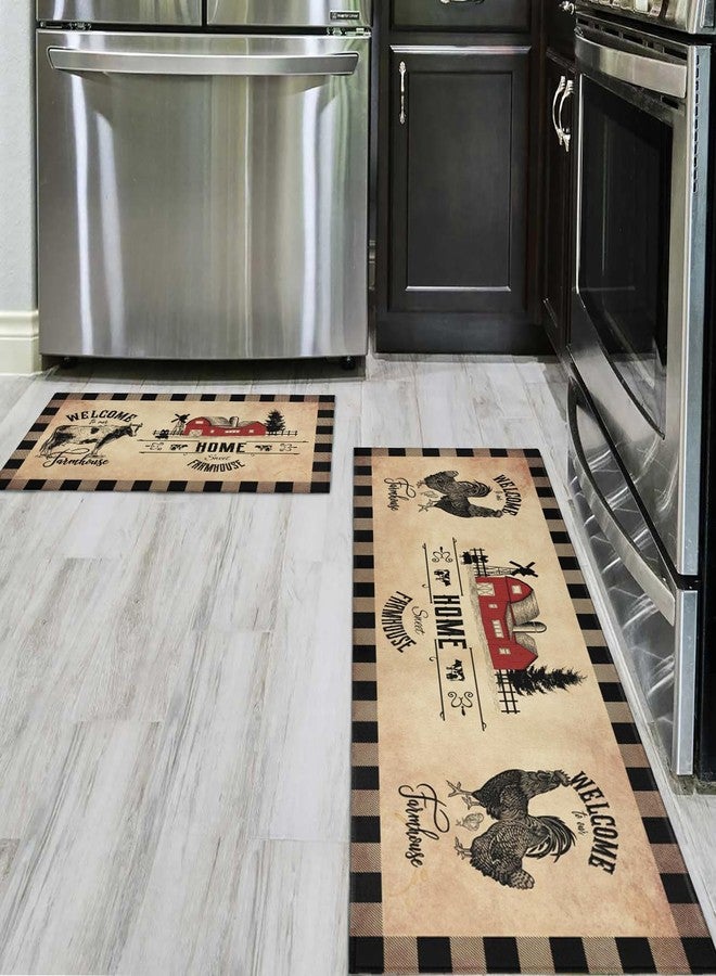 Ideasonna Farmhouse Kitchen Rugs 2 Piece Set Kitchen Mat Non-Slip Rubber Backing Area Rug Washable Floor Mats Kitchen Decor, 17" x 48"+17" x 24" - Image 4