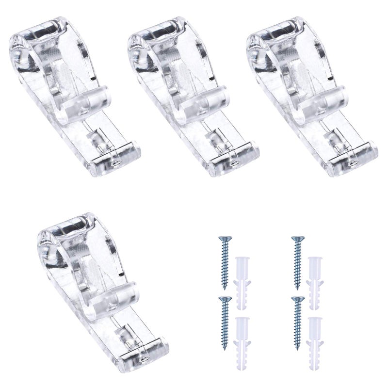 4 Sets Roman Blind P Clip Plastic Roman Roller Blind Chain Cord P Clips Hooks Child Safety Roller Blind Clips for Blinds with 4 Screws and 4 Plastic Pillars