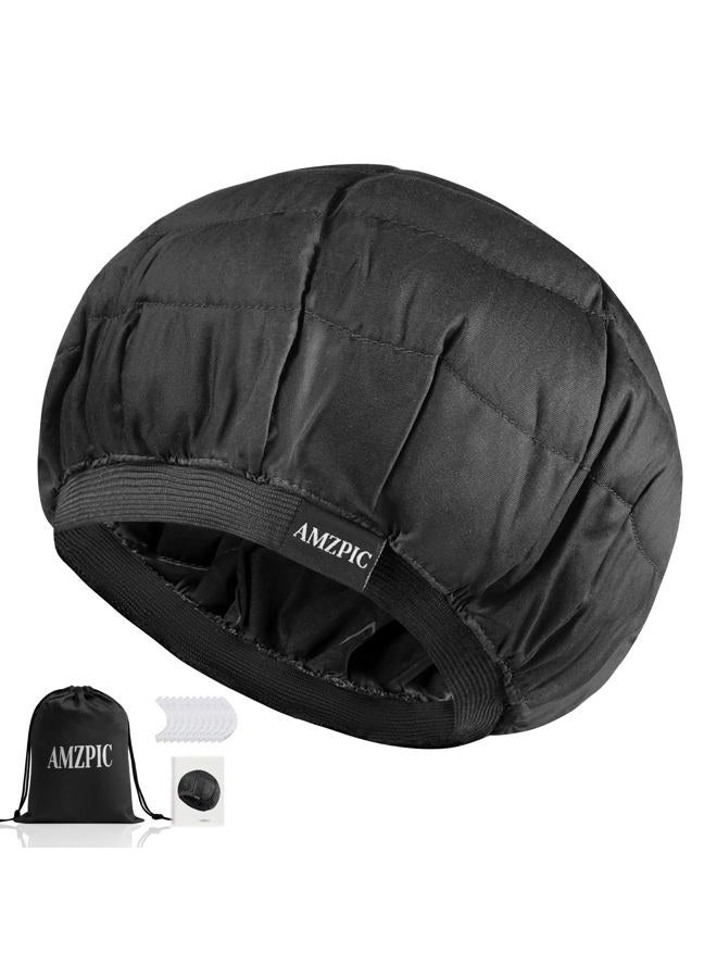 Amzpic Cordless Deep Conditioning Heat Cap - Safe, Microwavable Heat Cap for Steaming, Heat Therapy for Hair, Flaxseed Seed Interior for Maximum Heat Retention (Black) - Image 1