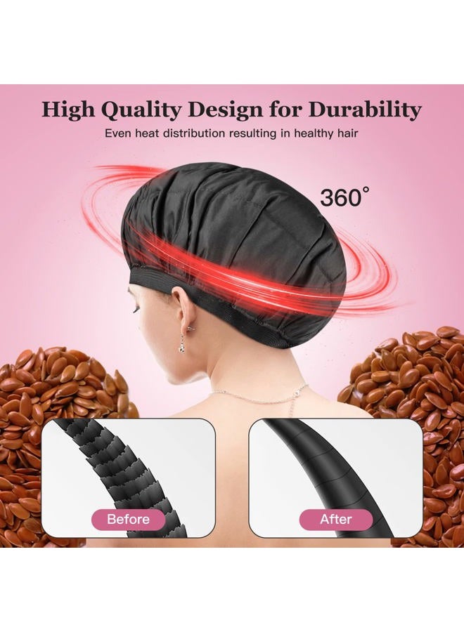 Amzpic Cordless Deep Conditioning Heat Cap - Safe, Microwavable Heat Cap for Steaming, Heat Therapy for Hair, Flaxseed Seed Interior for Maximum Heat Retention (Black) - Image 5