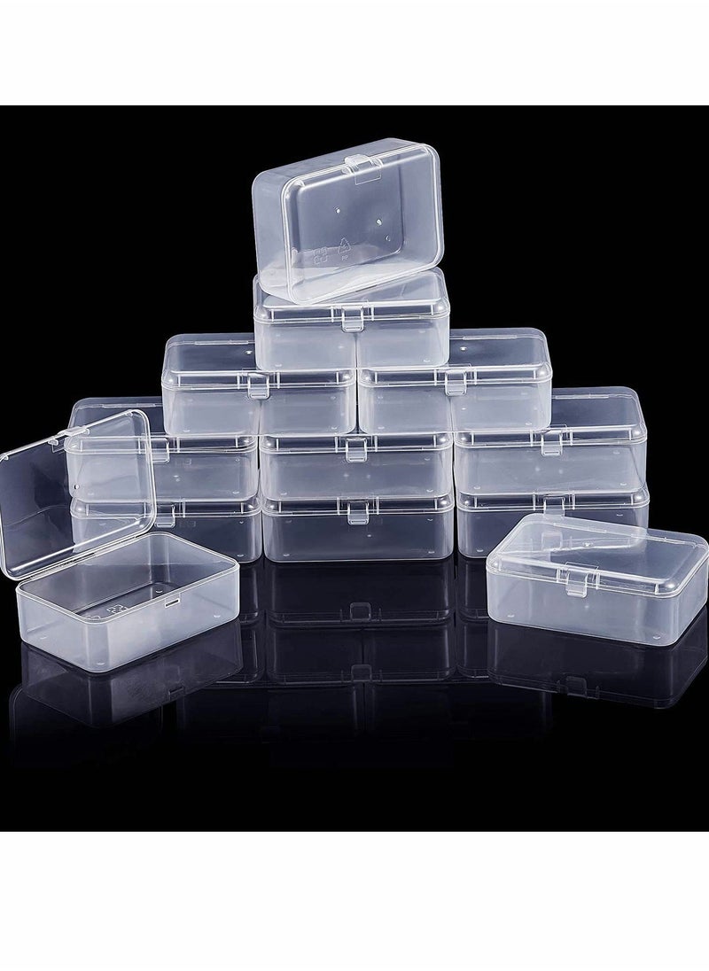 KASTWAVE 12 Pack Clear Plastic Beads Storage Containers Box with Hinged Lid for Beads and More, Mini Plastic Storage Containers with Lids for Small Items and Other Craft Projects Rectangular  - Image 2