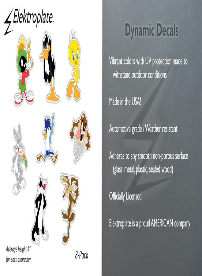 Elektroplate ملصقات ديناميكية متعددة الشخصيات من لوني تونز، مرخصة رسميًا من إليكتروبليت | ملصقات فينيل فاخرة مقاومة لجميع الأحوال الجوية، مناسبة للسيارات، زجاجات المياه، أجهزة الكمبيوتر المحمولة، الهواتف، وغيرها | صنع في الولايات المتحدة الأمريكية | مجموعة من 8 قطع - Image 3
