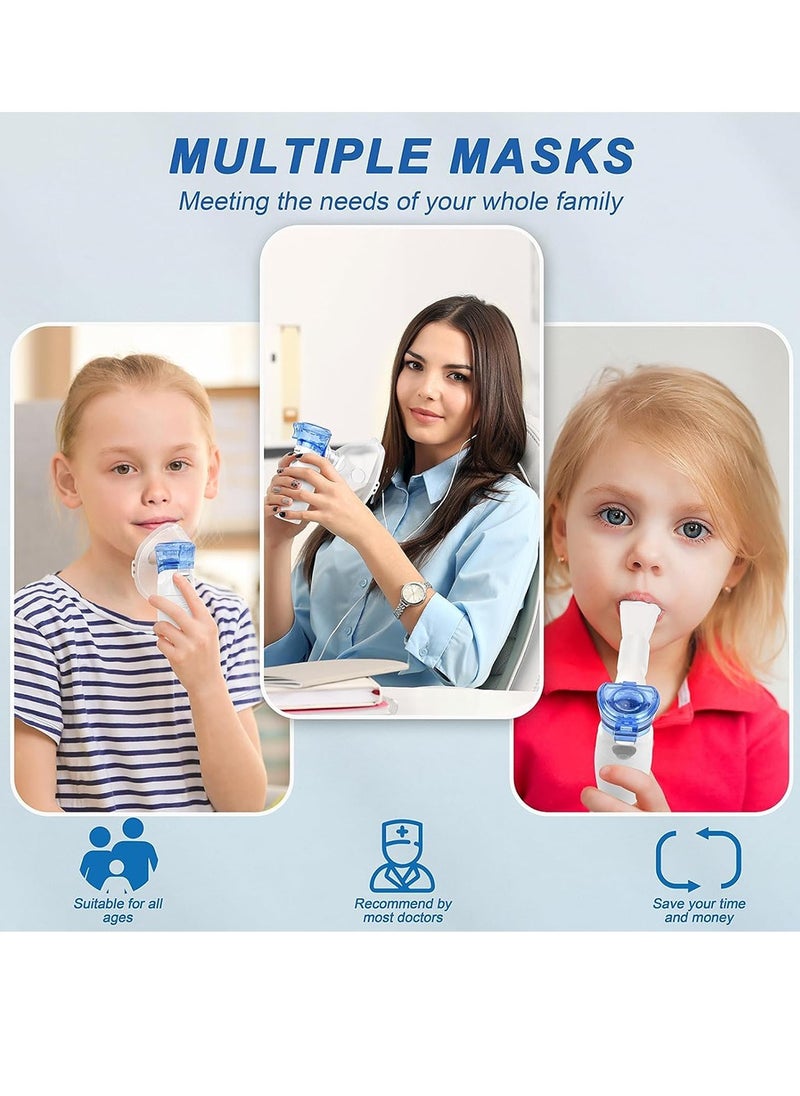 Portable Nebulizer Machine -Handheld Mini Mesh Nebulizer for Adults and Babies, Handheld Personal Steam Inhalator Nebulizer Machine with Mask Mouthpiece with Rechargeable Batteries
