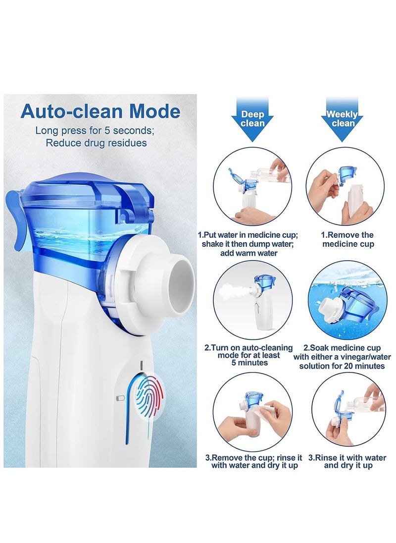Portable Nebulizer Machine -Handheld Mini Mesh Nebulizer for Adults and Babies, Handheld Personal Steam Inhalator Nebulizer Machine with Mask Mouthpiece with Rechargeable Batteries