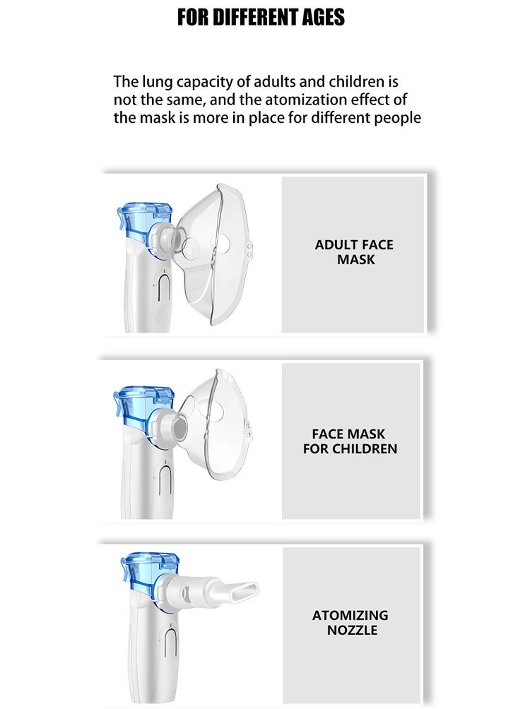 Portable Nebulizer Machine -Handheld Mini Mesh Nebulizer for Adults and Babies, Handheld Personal Steam Inhalator Nebulizer Machine with Mask Mouthpiece with Rechargeable Batteries