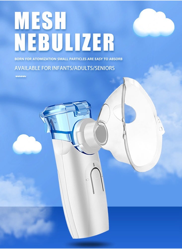 Portable Nebulizer Machine -Handheld Mini Mesh Nebulizer for Adults and Babies, Handheld Personal Steam Inhalator Nebulizer Machine with Mask Mouthpiece with Rechargeable Batteries