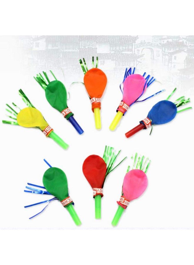 BESTOYARD 100 Pcs Musical Blow Outs Balloon Mixed Glitter Fringed Metallic Noisemaker Kids Cute Blowouts Whistles For Halloween Xmas Party(Random Color) - Image 5