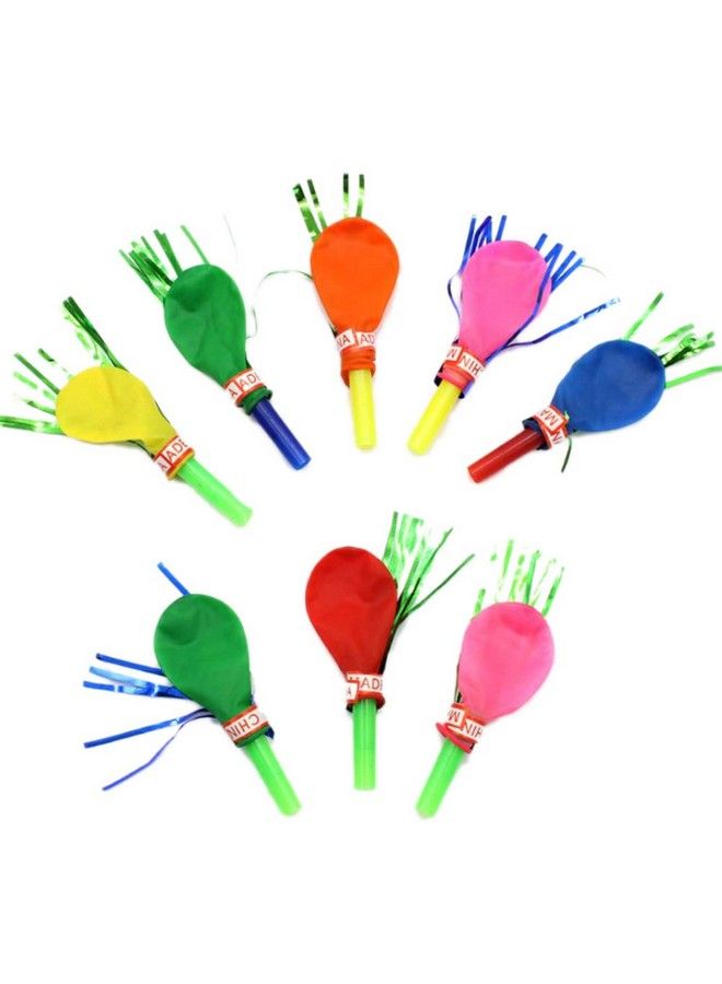 BESTOYARD 100 Pcs Musical Blow Outs Balloon Mixed Glitter Fringed Metallic Noisemaker Kids Cute Blowouts Whistles For Halloween Xmas Party(Random Color) - Image 2