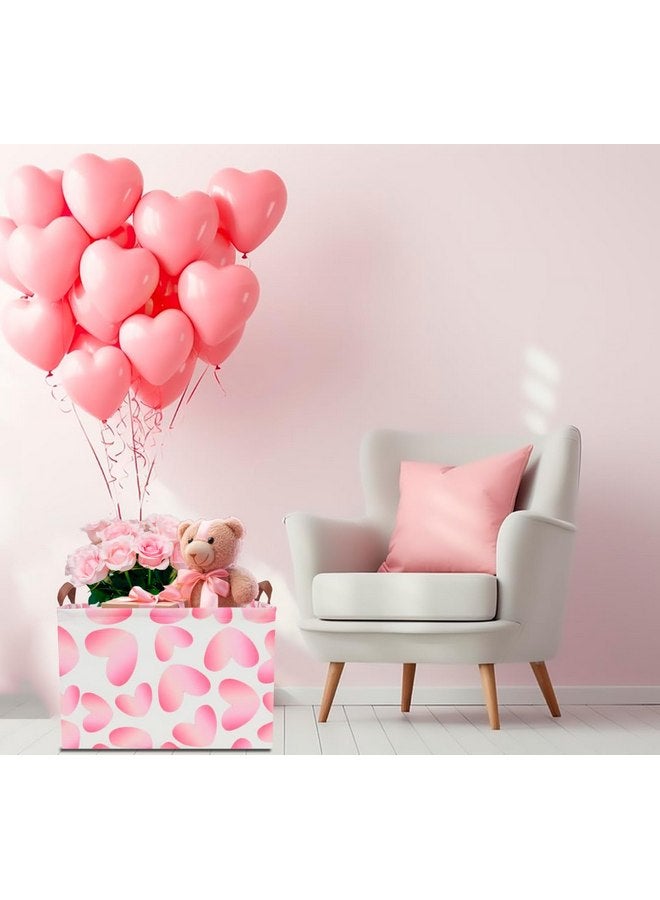 كلوكور سلة هدايا فارغة مستطيلة الشكل مطبوعة عليها قلب من CLOCOR لعيد الحب، سلة هدايا للأطفال، للحبيب، للحبيبة، سلة تخزين مقاومة للماء مع مقابض، ديكور للغرفة (قلب مشرق) - Image 5