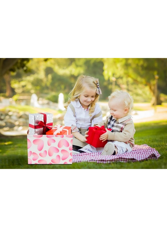 كلوكور سلة هدايا فارغة مستطيلة الشكل مطبوعة عليها قلب من CLOCOR لعيد الحب، سلة هدايا للأطفال، للحبيب، للحبيبة، سلة تخزين مقاومة للماء مع مقابض، ديكور للغرفة (قلب مشرق) - Image 4