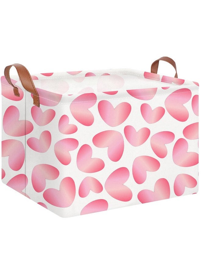 كلوكور سلة هدايا فارغة مستطيلة الشكل مطبوعة عليها قلب من CLOCOR لعيد الحب، سلة هدايا للأطفال، للحبيب، للحبيبة، سلة تخزين مقاومة للماء مع مقابض، ديكور للغرفة (قلب مشرق) - Image 1