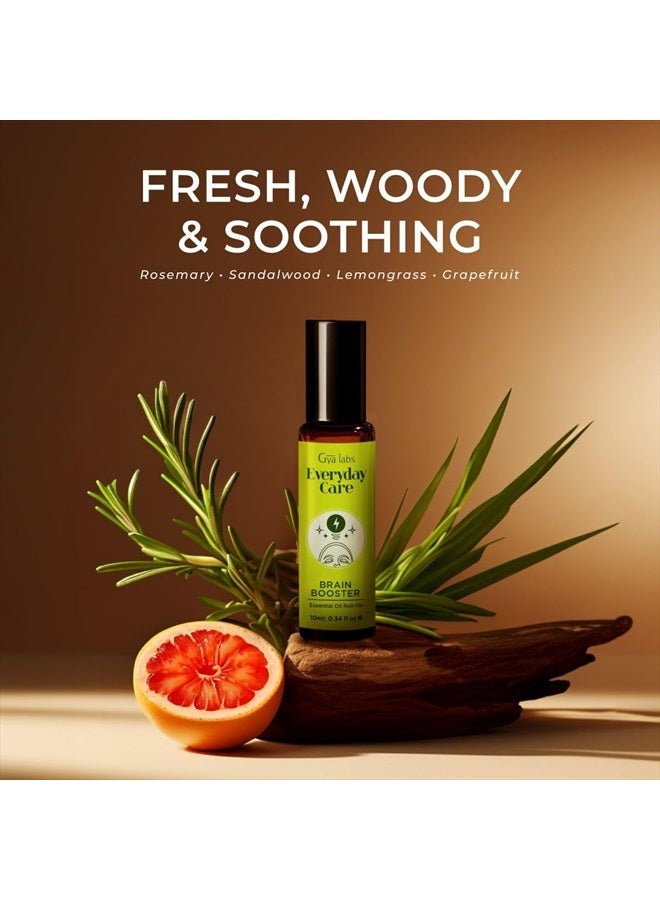 gya labs Brain Booster Essential Oil Roll On - Relaxing Gifts for Women - Calming Essential Oils Aromatherapy Roll On - Rosemary, Sandalwood, Lemongrass & Grapefruit Essential Oil Blends - 0.34 fl oz - Image 3
