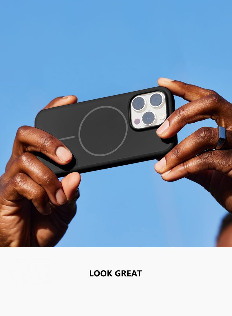 Wtech Apple iPhone 16 Pro Max 2024 Premium Liquid Silicone Compatible With Thin Magsafe Ring Case Cover - Black - Image 4