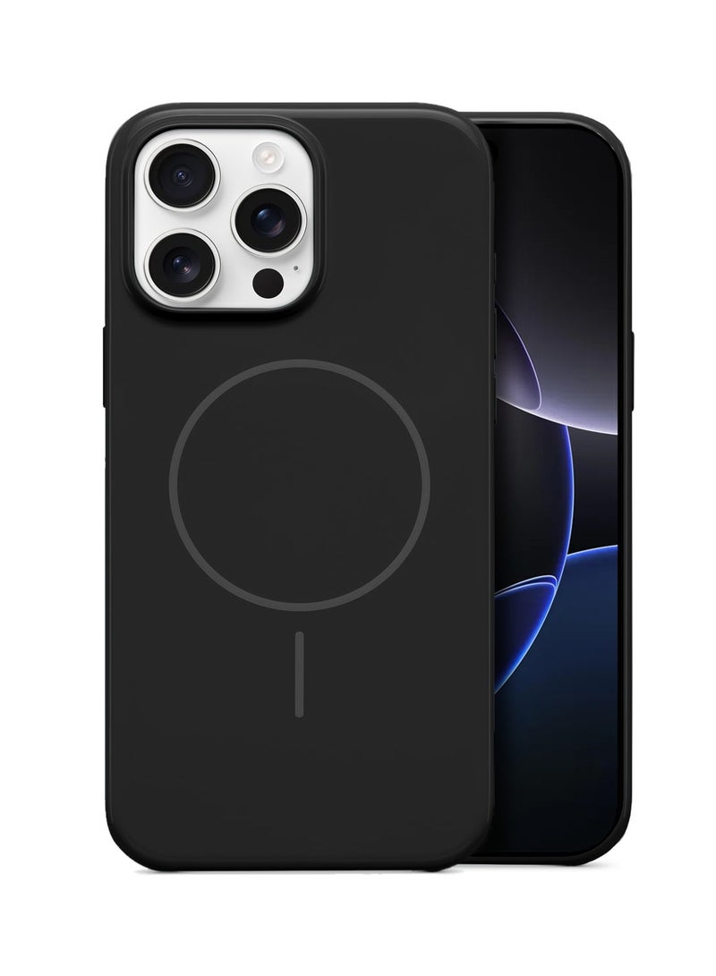 Wtech Apple iPhone 16 Pro Max 2024 Premium Liquid Silicone Compatible With Thin Magsafe Ring Case Cover - Black - Image 1