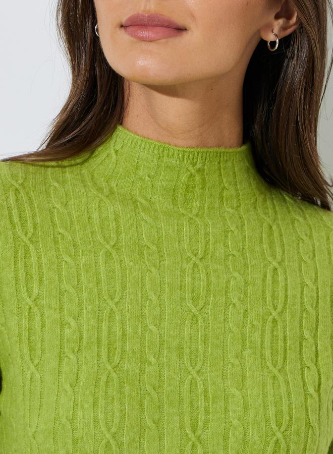 Styli Green Cable Knit High Neck Long Sleeves Jumper - Image 3