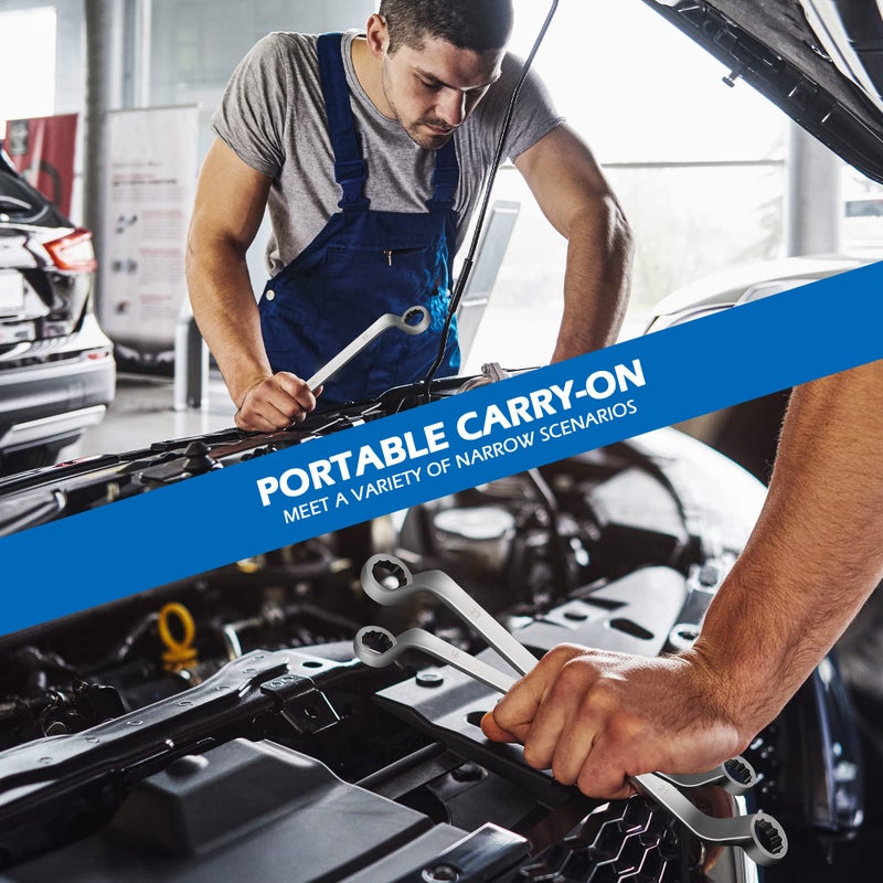 DISEN 9pcs Offset Wrench Set Metric 6-23mm, Box Wrench Set 75-Degree, CR-V Steel, Organized in Rolling Pouch - Image 3