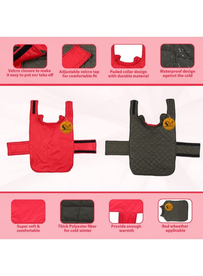 Sage Square Dog Fleece Jacket Reversible Dog Vest Waterproof, Windproof Cold Weather Dog Clothes Pet Apparel For Dogs (Red) (Small) (12 Inches) - Image 4