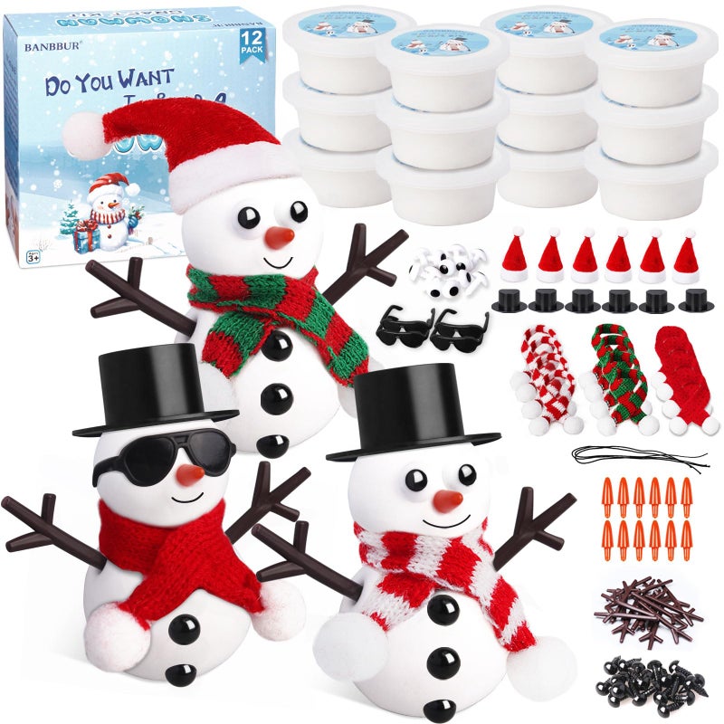 BANBBUR 12 Pack Christmas Stocking Stuffers for KidsChristmas Crafts for KidsModeling Clay DIY Build a Snowman Crafts Kit Bulk Christmas Gifts Activities - Image 2