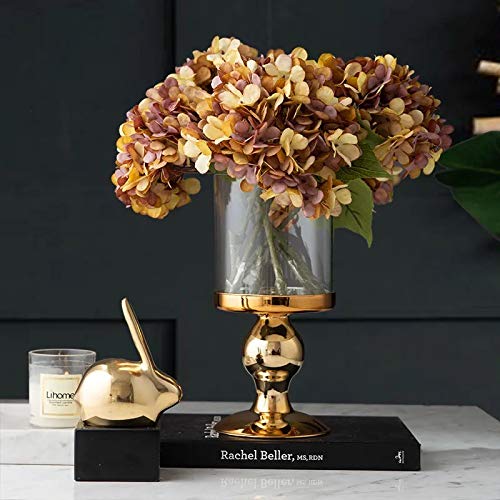 Kimura's Cabin 6Pcs Faux Hydrangea Flowers Vintage Artificial Silk Hydrangeas Flowers with Stems Fake Hydrangea Bouquets for Autumn Farmhouse Home Wedding Table Center Decoration（Autumn Yellow - Image 5