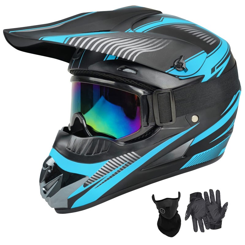 Motocross HelmetYouth Kids ATV Dirt Bike Motorcycle BMX 4Wheeler OffRoad Mountain BikeDOT CertifiedWGloves Goggles Mask 4Piece Set Pink Medium