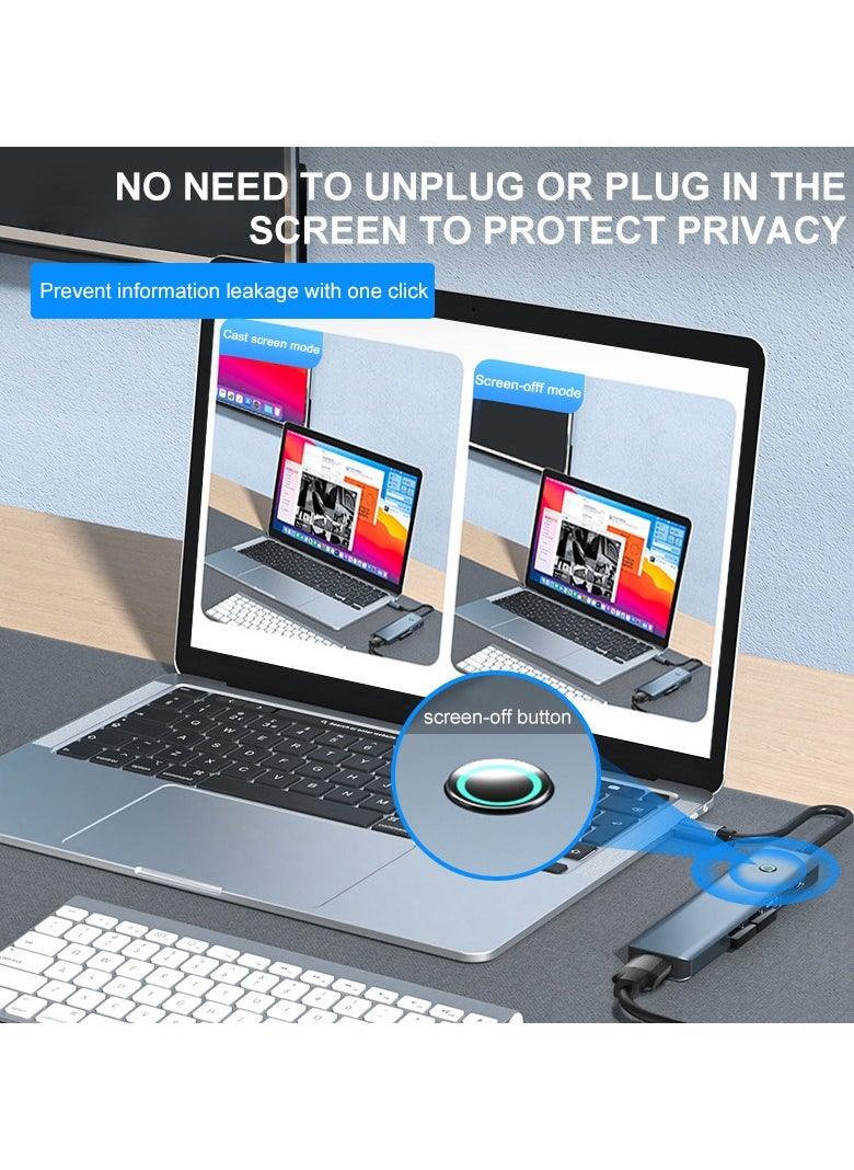 TIKNIA - USB C to HDMI Hub, TIKNIA 5 IN 1 Multiport Adapter with Screen off Button, 4K HDMI, 3x USB-A Data Ports, 100W PD, USB-C Docking Station Dongle for Extended Displays, Compatible with MacBook Pro/Air, iPad Pro, iMac, XPS, ThinkPad, iPhone 16 series etc - Image 1