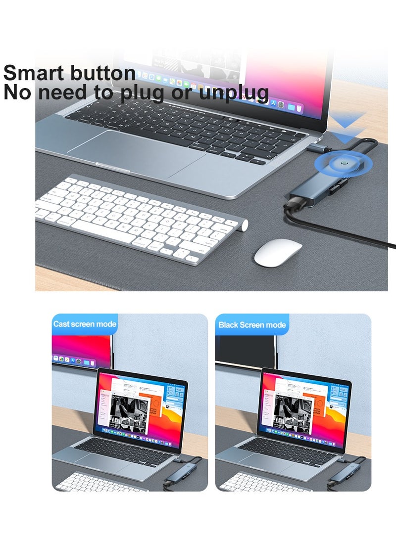 TIKNIA - USB C to HDMI Hub, TIKNIA 5 IN 1 Multiport Adapter with Screen off Button, 4K HDMI, 3x USB-A Data Ports, 100W PD, USB-C Docking Station Dongle for Extended Displays, Compatible with MacBook Pro/Air, iPad Pro, iMac, XPS, ThinkPad, iPhone 16 series etc - Image 1