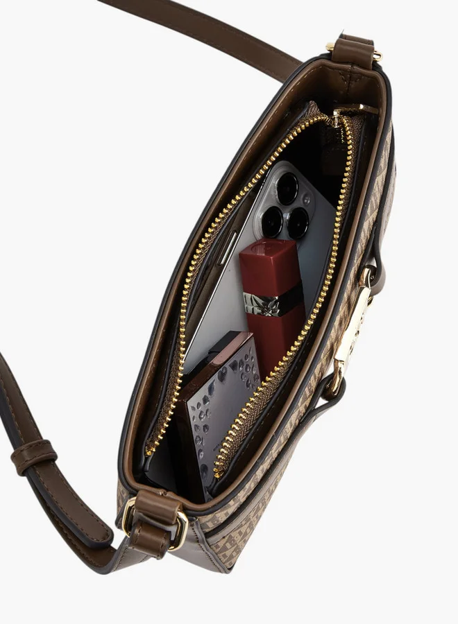 ELLE  Women ELLE Monogram Print Crossbody Bag with Zip Closure  | Best Price UAE