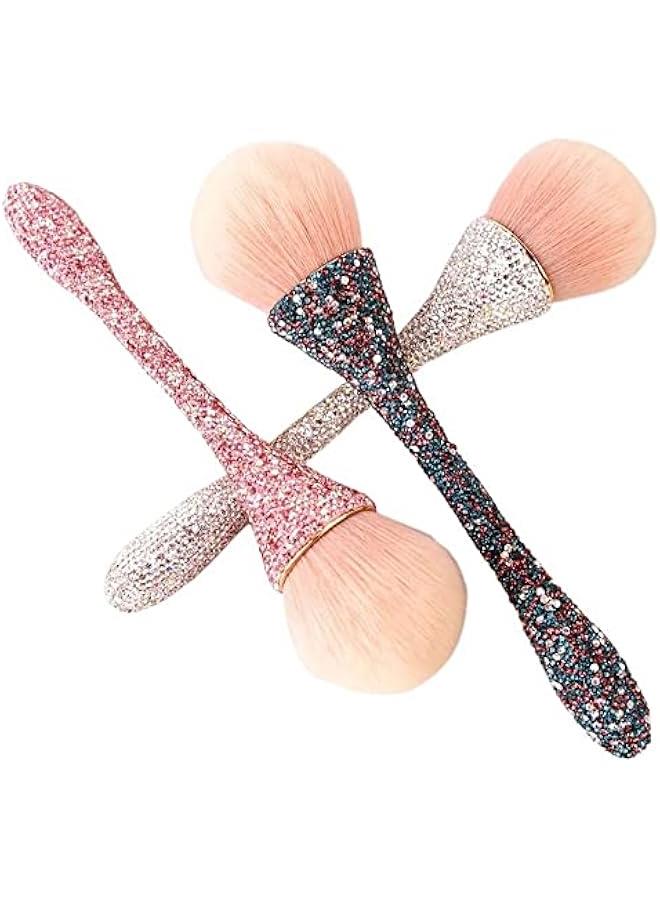 Shiny Rhinestone Makeup Brush Shiny Powder Brush Cosmetic Brush Foundation Brush  Blending Buffing Beauty Tools for Women (Silver)(white) - Image 3