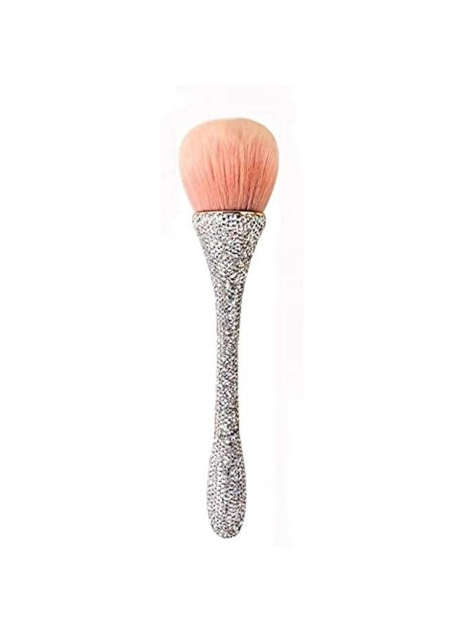 Shiny Rhinestone Makeup Brush Shiny Powder Brush Cosmetic Brush Foundation Brush  Blending Buffing Beauty Tools for Women (Silver)(white) - Image 1