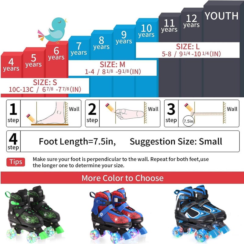BASYNOL Roller Skates for Boys Girls,4 Size Adjustable Skates with Light up Wheels - Image 5