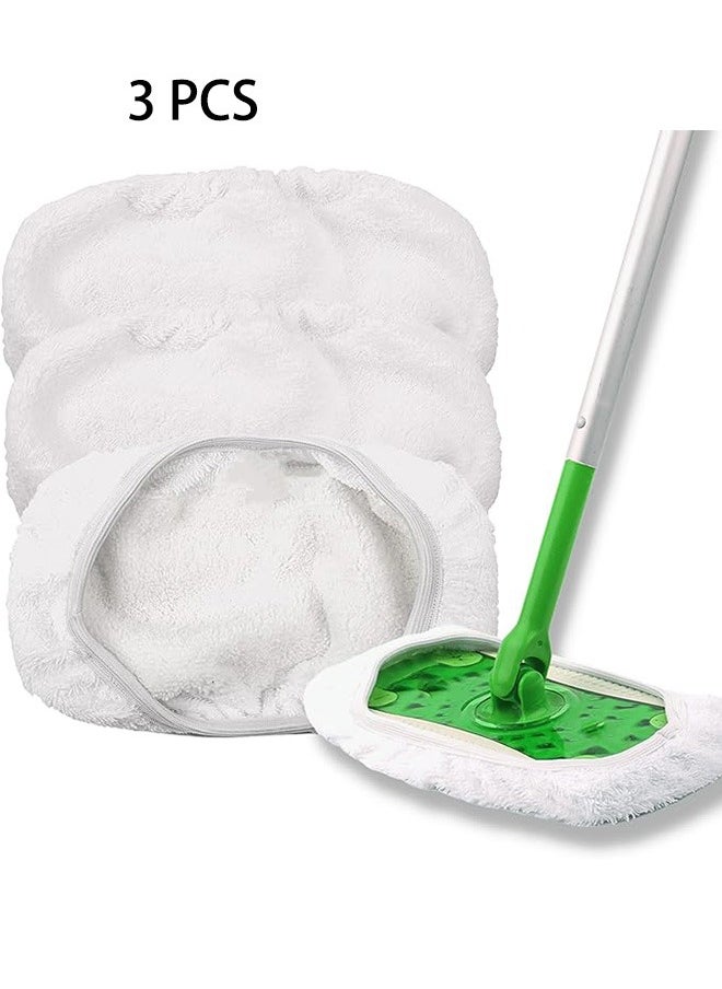 Generic 3 Pack Washable Sweeper Pads, Reusable Cotton Mop Refills Eco-Friendly Mop Pad, Wet And Dry Use, Replacement Durable Dust Mop Covers, Multipurpose Floor Cleaning Pads Cotton Mop Refills for Swiffer, White(Mop Not Included)  - Image 1
