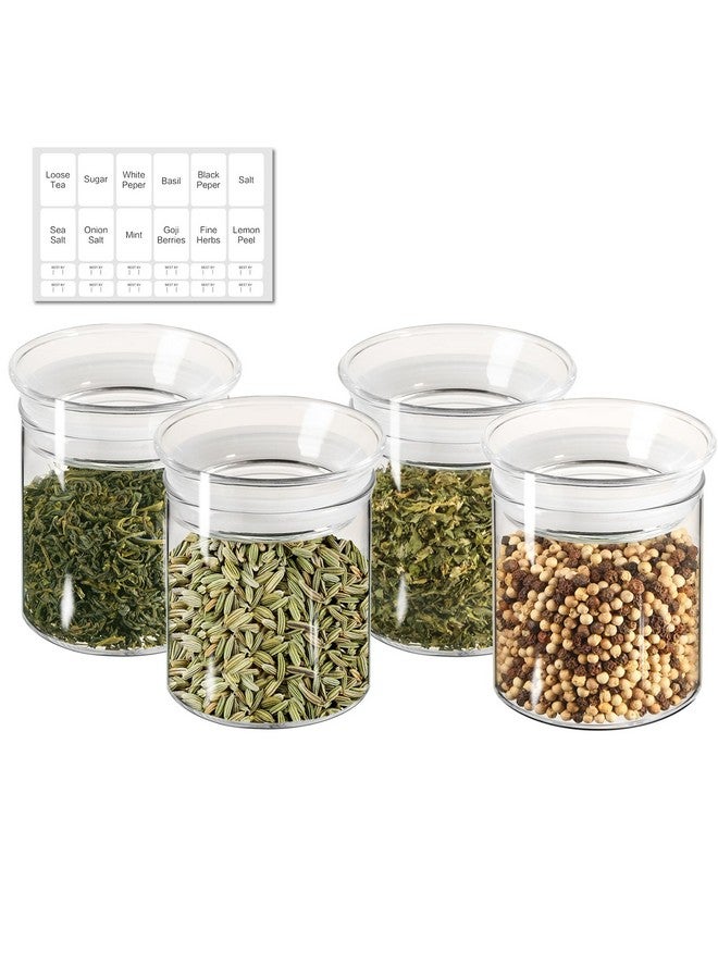 ZENS Glass Canister Set, Airtight Kitchen Canisters Jars of 4 with Glass Lids,10oz Fluid Ounce Empty Storage Jar Containers for Spice or Herbs - Image 1