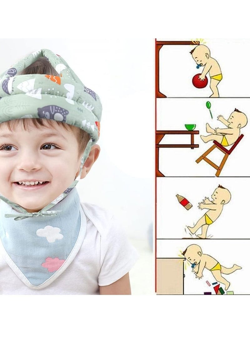 Generic - Baby Safety Helmet,Baby Head Protector, Breathable Head Guard Cute Hat 2 PCS, Adjustable No Bump Hard Hat Head Pad Crash Cap for 6-36 Months Crawling Walking（forest + starfish） - Image 1