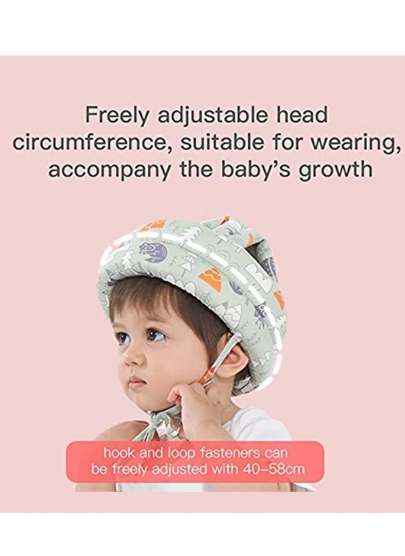 Generic - Baby Safety Helmet,Baby Head Protector, Breathable Head Guard Cute Hat 2 PCS, Adjustable No Bump Hard Hat Head Pad Crash Cap for 6-36 Months Crawling Walking（forest + starfish） - Image 1