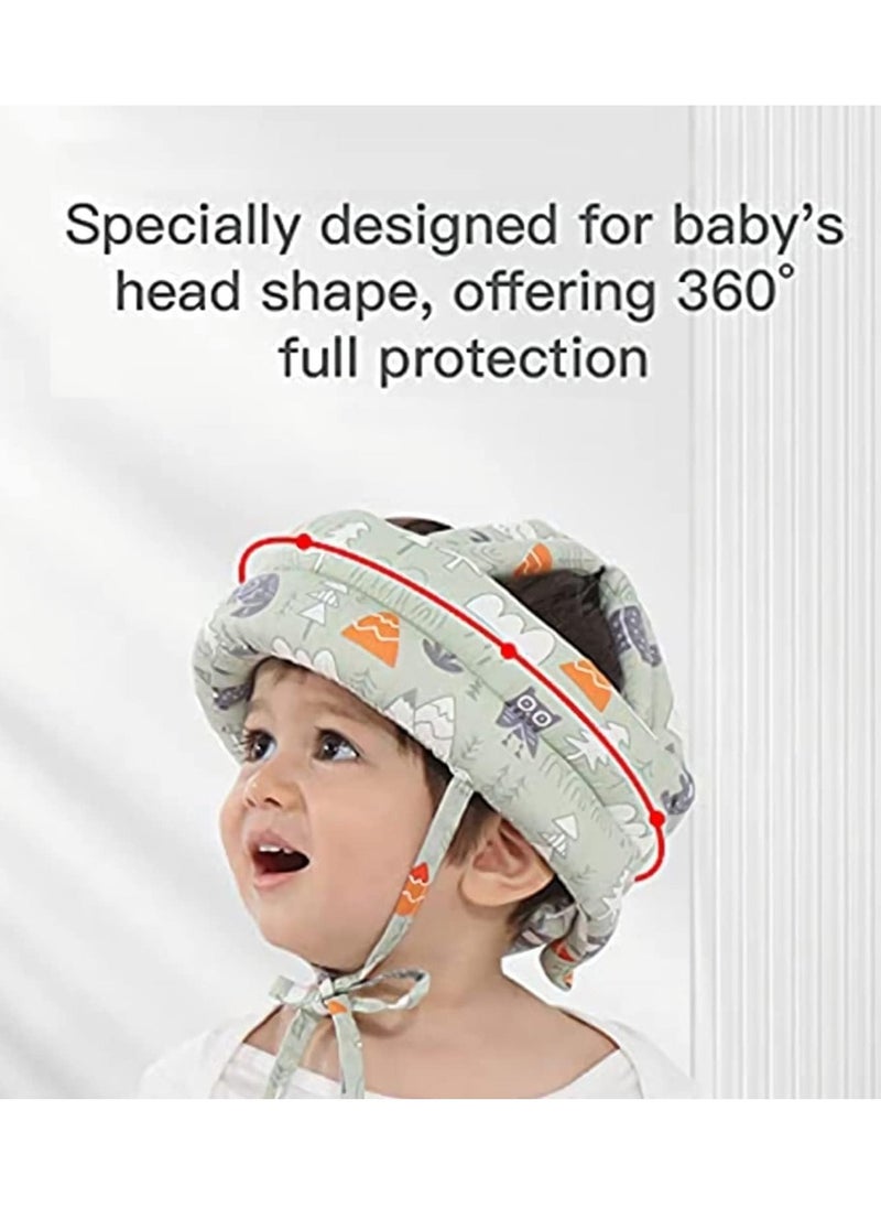 Generic - Baby Safety Helmet,Baby Head Protector, Breathable Head Guard Cute Hat 2 PCS, Adjustable No Bump Hard Hat Head Pad Crash Cap for 6-36 Months Crawling Walking（forest + starfish） - Image 1