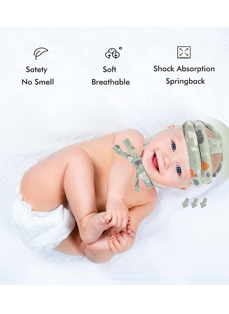 Generic - Baby Safety Helmet,Baby Head Protector, Breathable Head Guard Cute Hat 2 PCS, Adjustable No Bump Hard Hat Head Pad Crash Cap for 6-36 Months Crawling Walking（forest + starfish） - Image 1